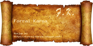 Forrai Karsa névjegykártya